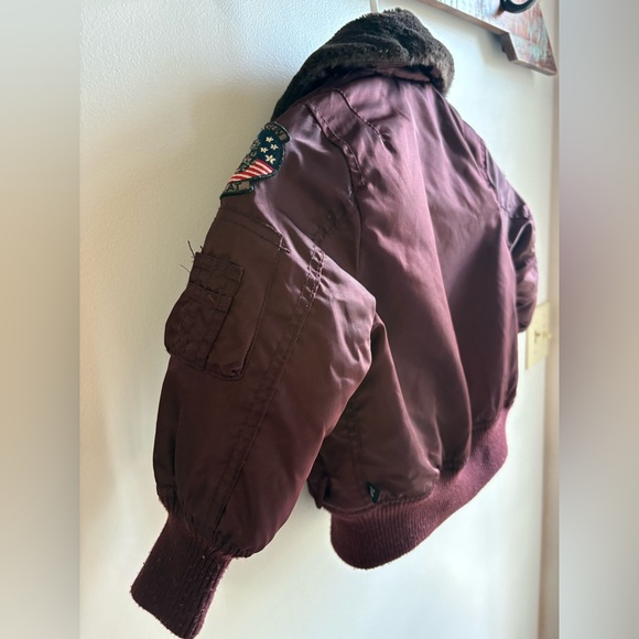 Boys Tommy Top Gun B-15 Burgundy Flight Bomber Jacket Size 4T Toddler Coat - Picture 13 of 15